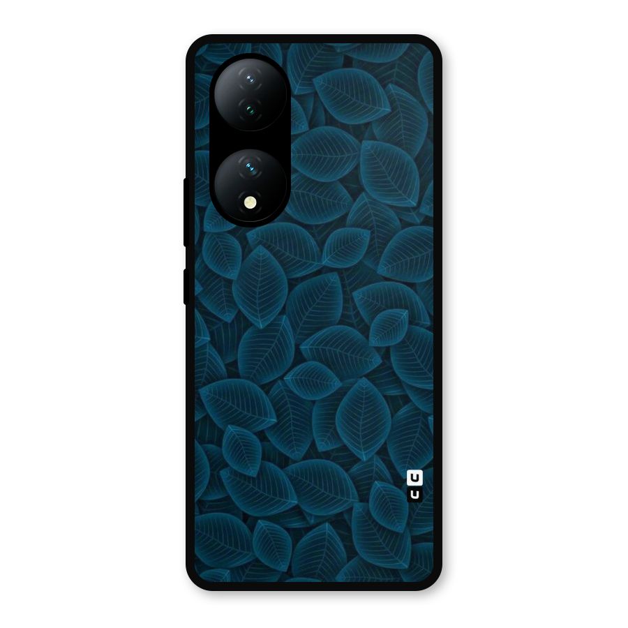 Blue Thin Leaves Metal Back Case for Vivo Y100