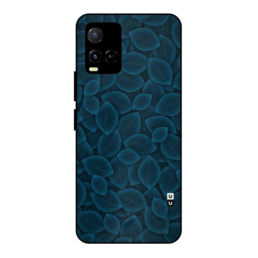 Blue Thin Leaves Metal Back Case for Vivo Y21