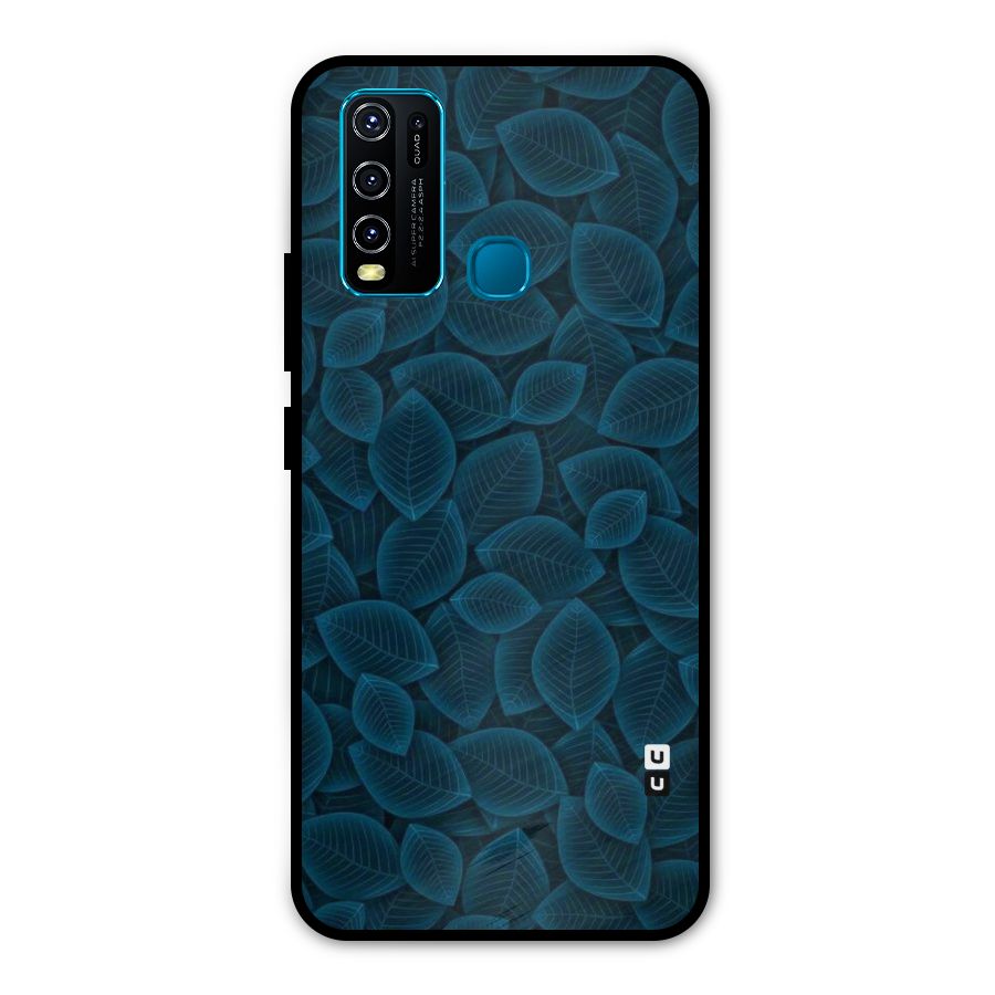 Blue Thin Leaves Metal Back Case for Vivo Y30