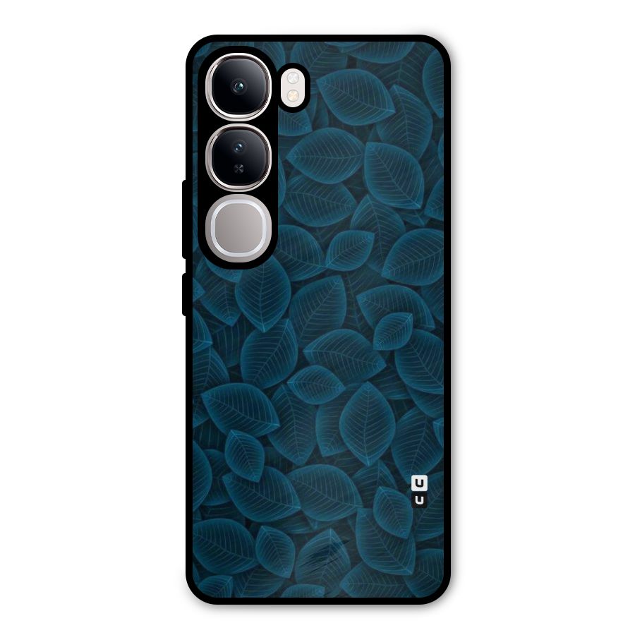 Blue Thin Leaves Metal Back Case for Vivo Y300