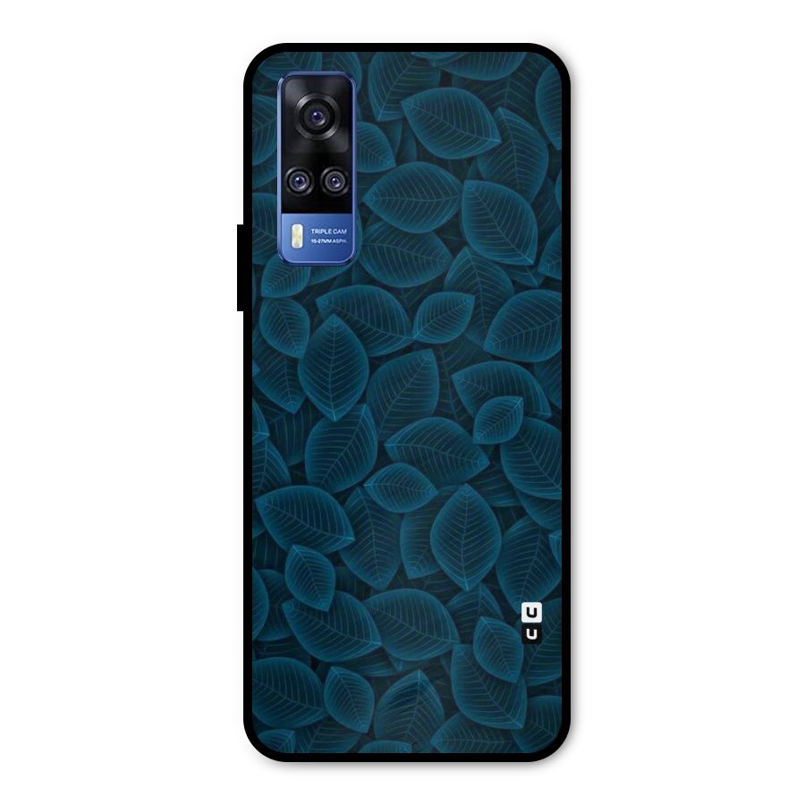 Blue Thin Leaves Metal Back Case for Vivo Y31