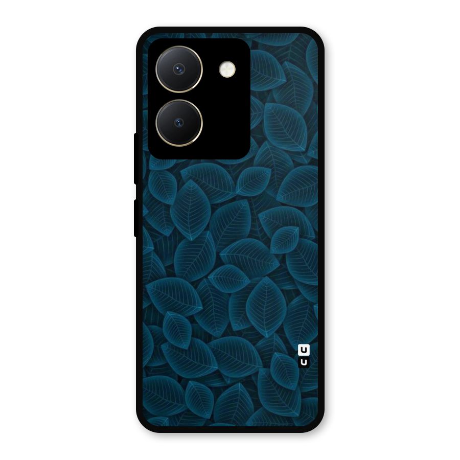 Blue Thin Leaves Metal Back Case for Vivo Y36