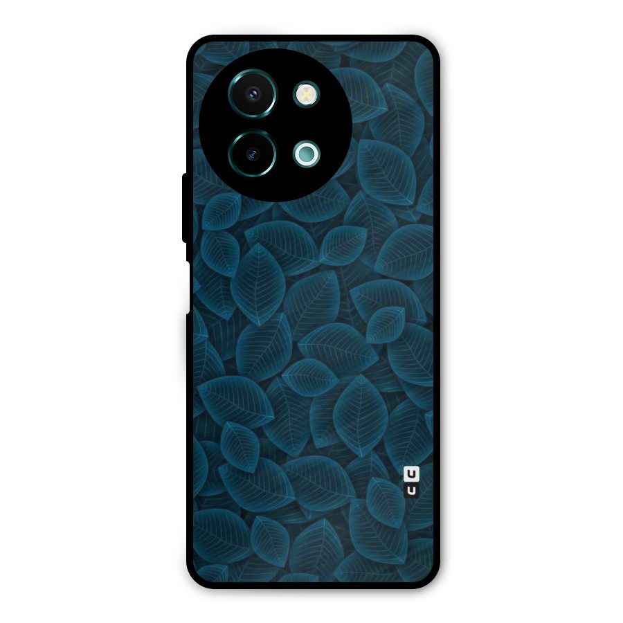 Blue Thin Leaves Metal Back Case for Vivo Y58