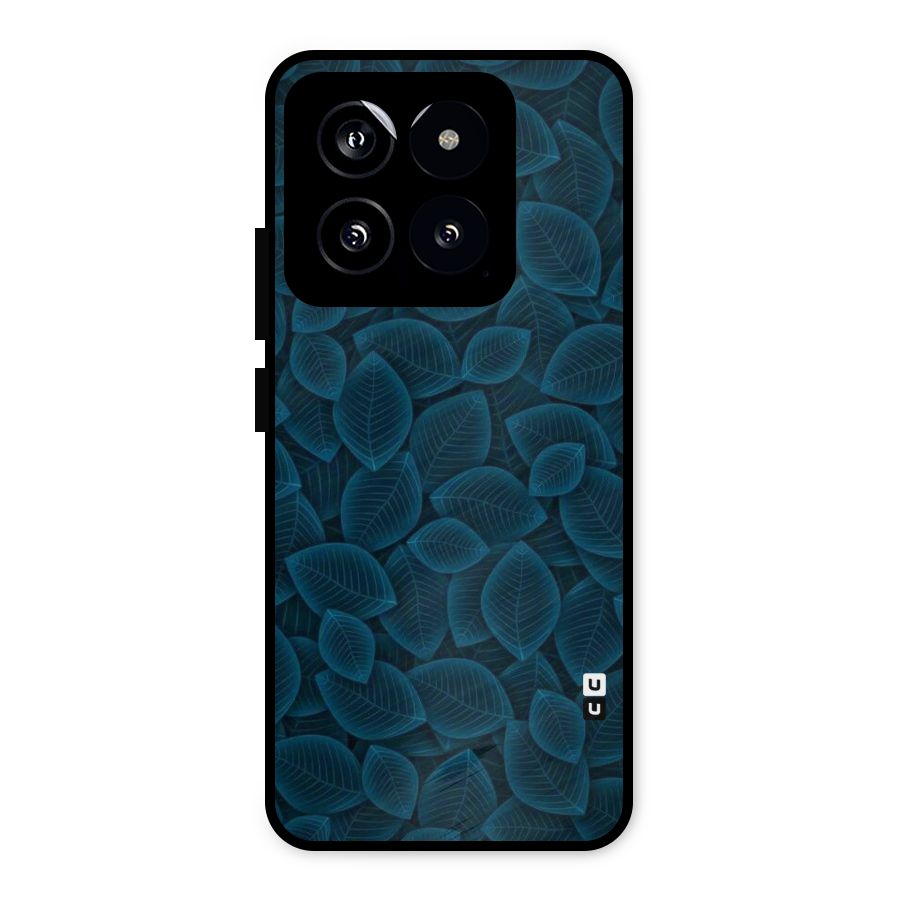 Blue Thin Leaves Metal Back Case for Xiaomi 14