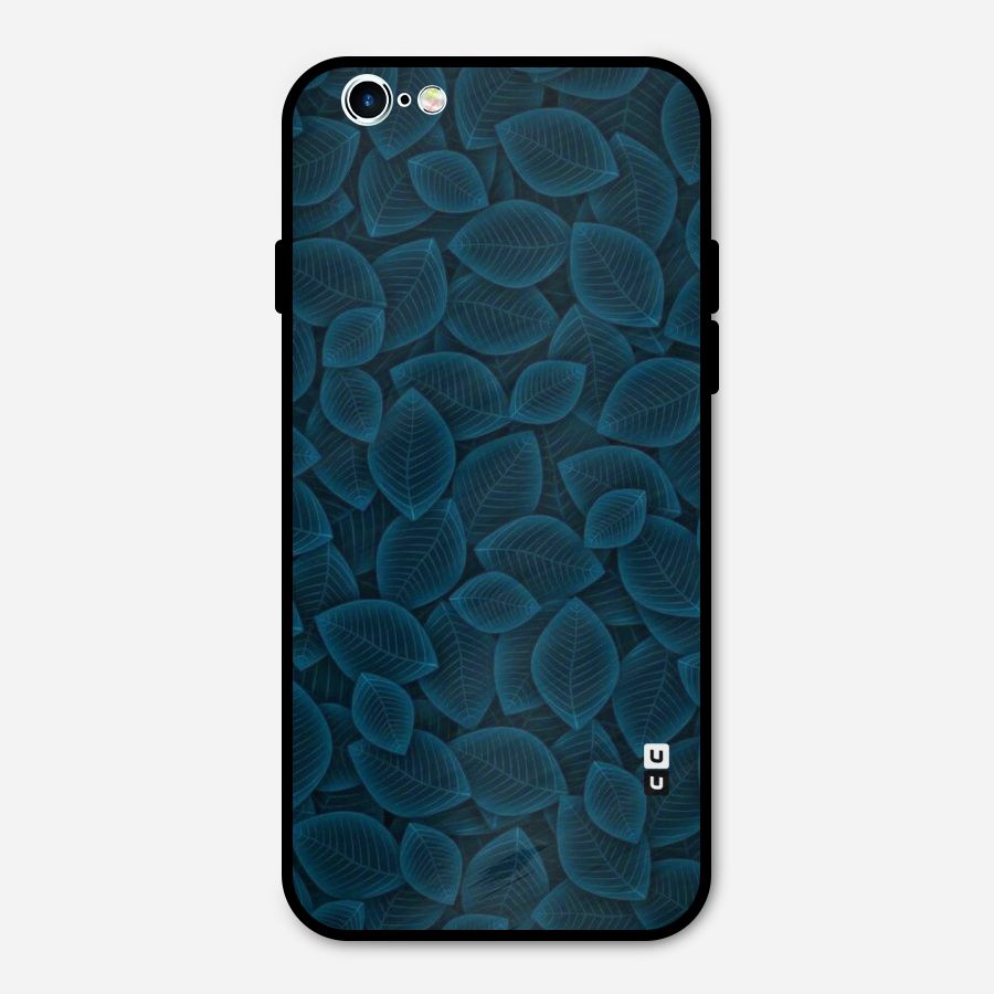 Blue Thin Leaves Metal Back Case for iPhone 6 6s