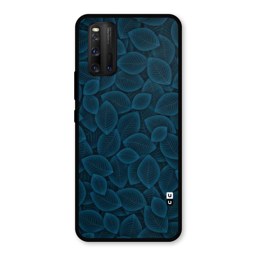 Blue Thin Leaves Metal Back Case for iQOO 3