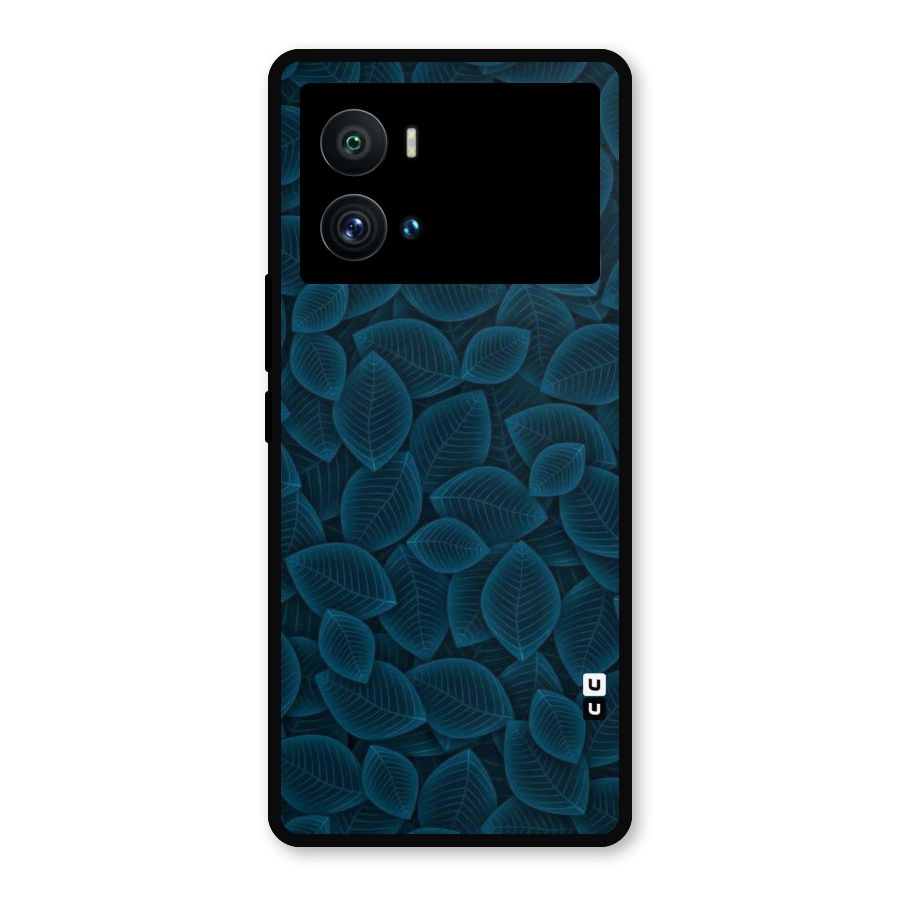 Blue Thin Leaves Metal Back Case for iQOO 9 Pro