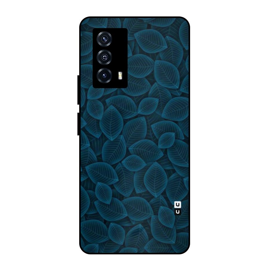 Blue Thin Leaves Metal Back Case for iQOO Z5