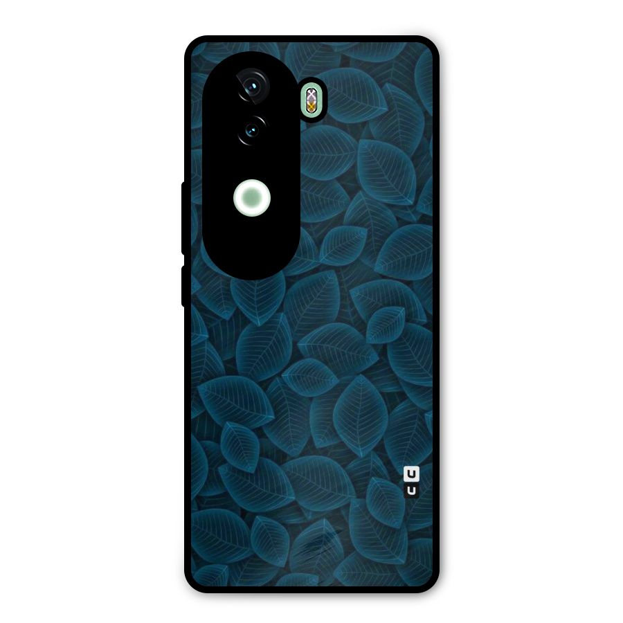 Blue Thin Leaves Metal Back Case for iQOO Z9s
