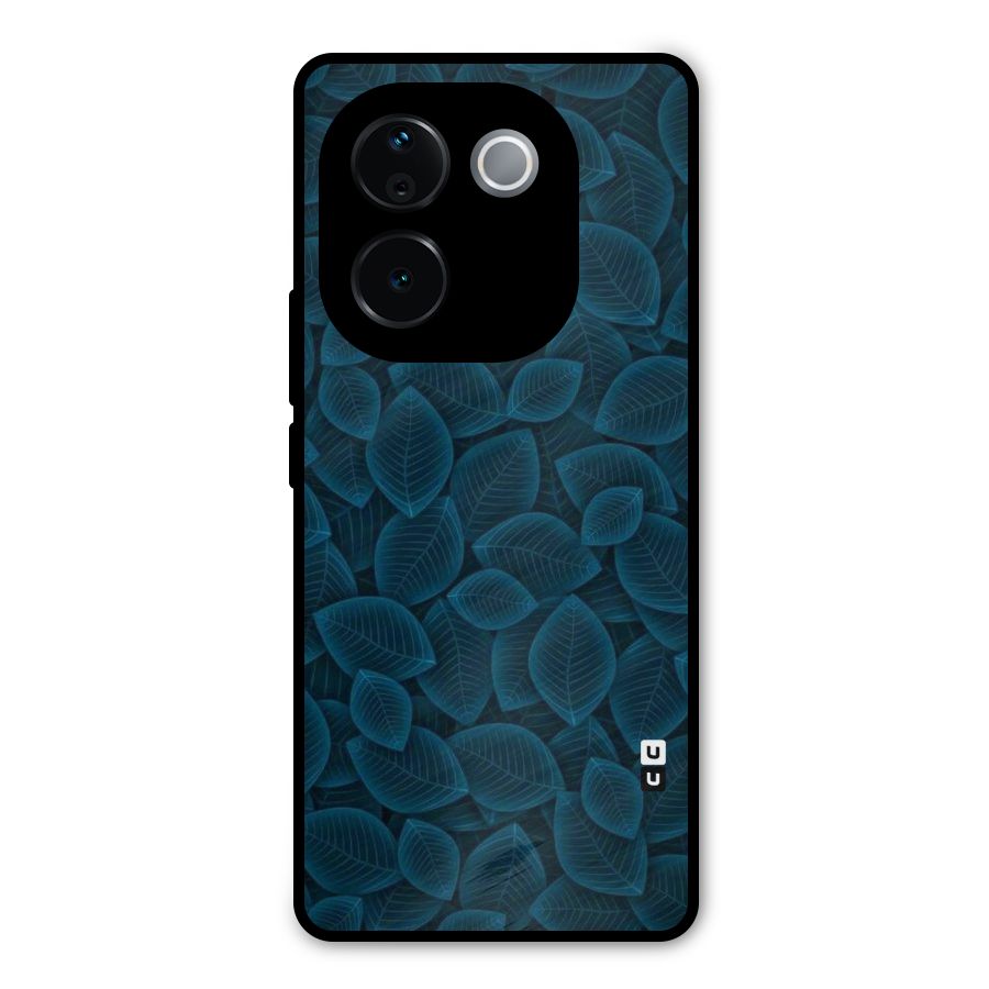 Blue Thin Leaves Metal Back Case for iQOO Z9s Pro