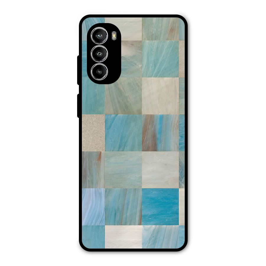 Blue Tiles Metal Back Case for Moto G52