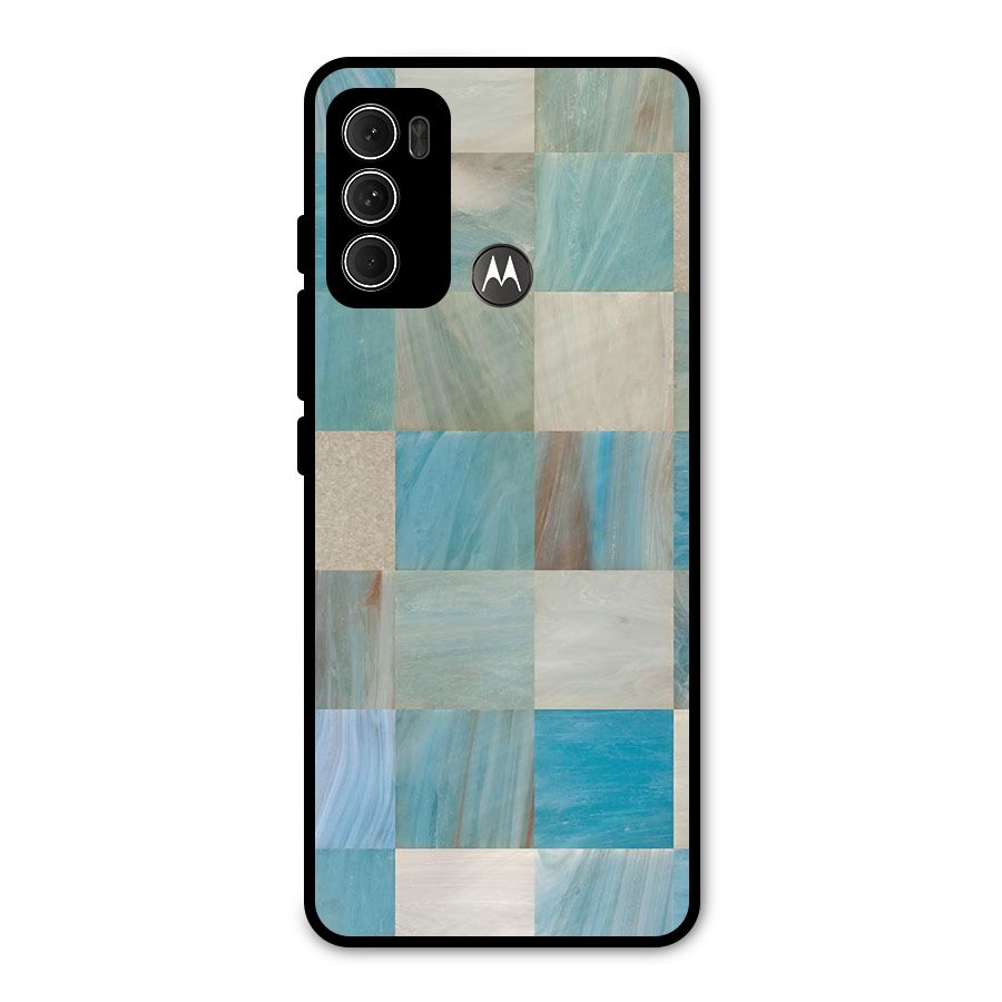 Blue Tiles Metal Back Case for Moto G60