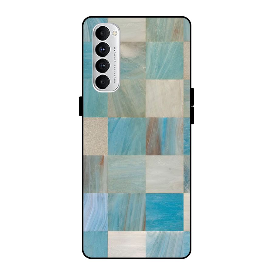 Blue Tiles Metal Back Case for Oppo Reno4 Pro