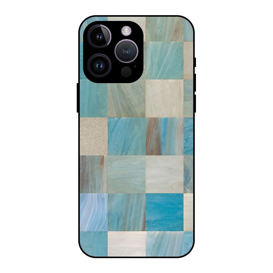 Blue Tiles Metal Back Case for iPhone 14 Pro Max