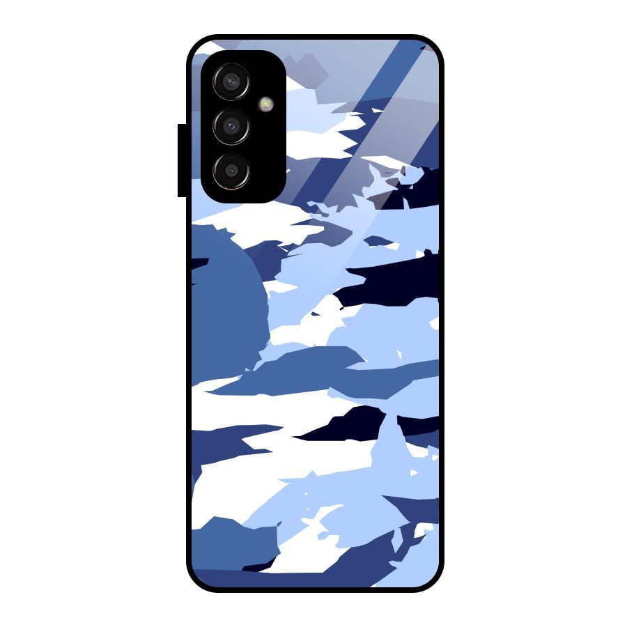 Blue White Canvas Glass Back Case for Galaxy F13