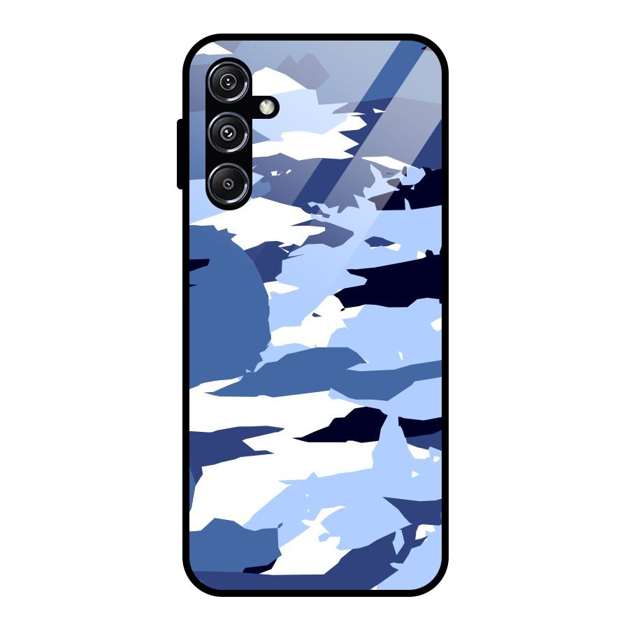 Blue White Canvas Glass Back Case for Galaxy M34 5G