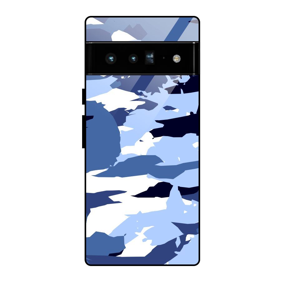 Blue White Canvas Glass Back Case for Google Pixel 6 Pro