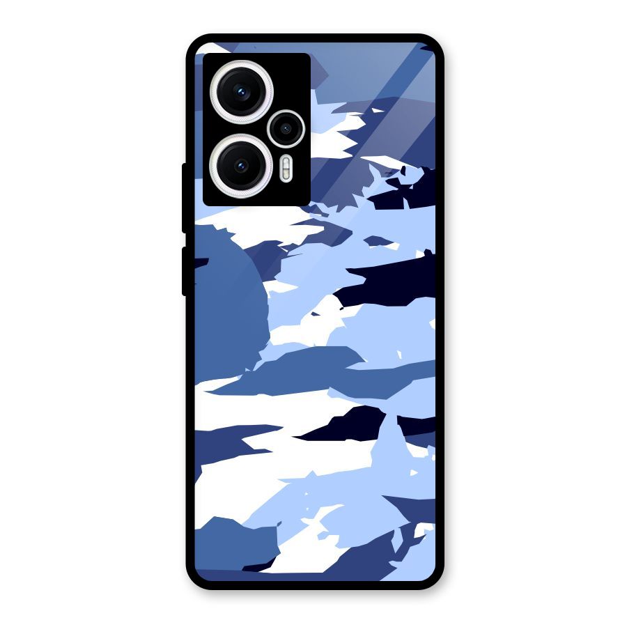 Blue White Canvas Glass Back Case for Poco F5