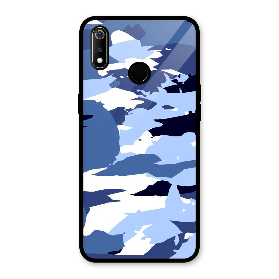 Blue White Canvas Glass Back Case for Realme 3