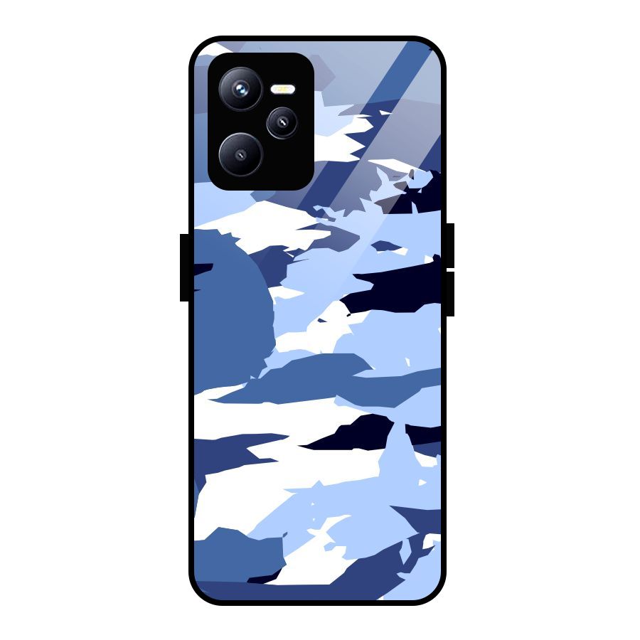Blue White Canvas Glass Back Case for Realme C35