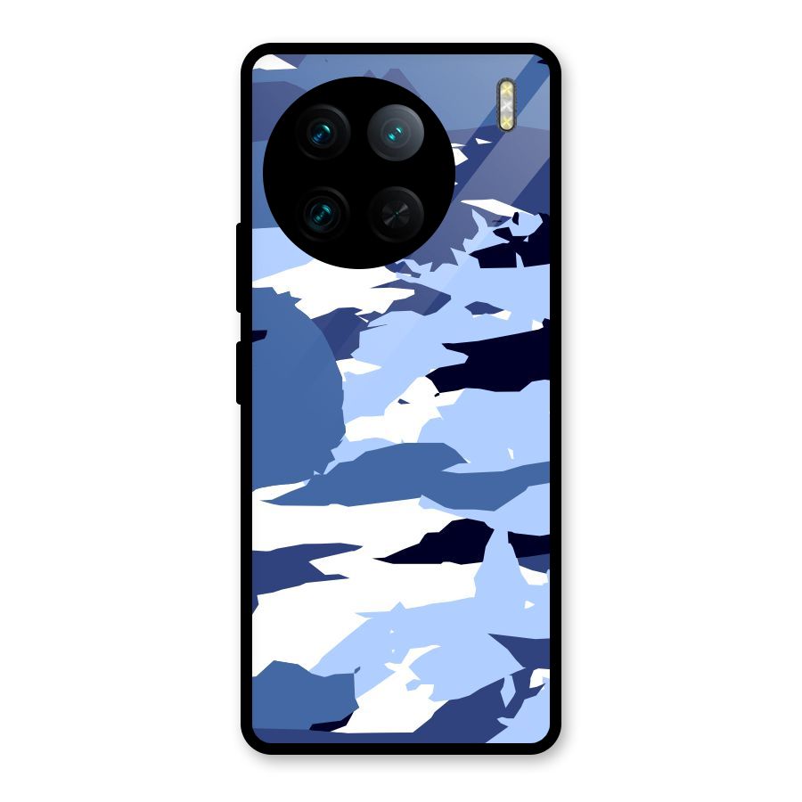 Blue White Canvas Glass Back Case for Vivo X90 Pro