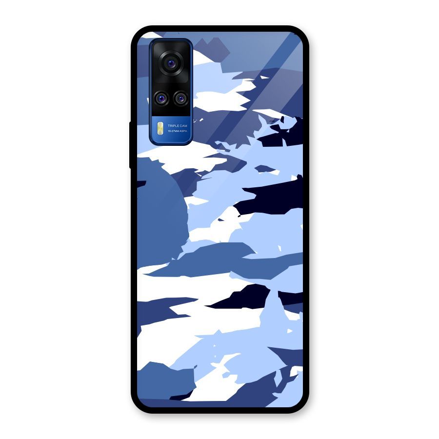 Blue White Canvas Glass Back Case for Vivo Y31