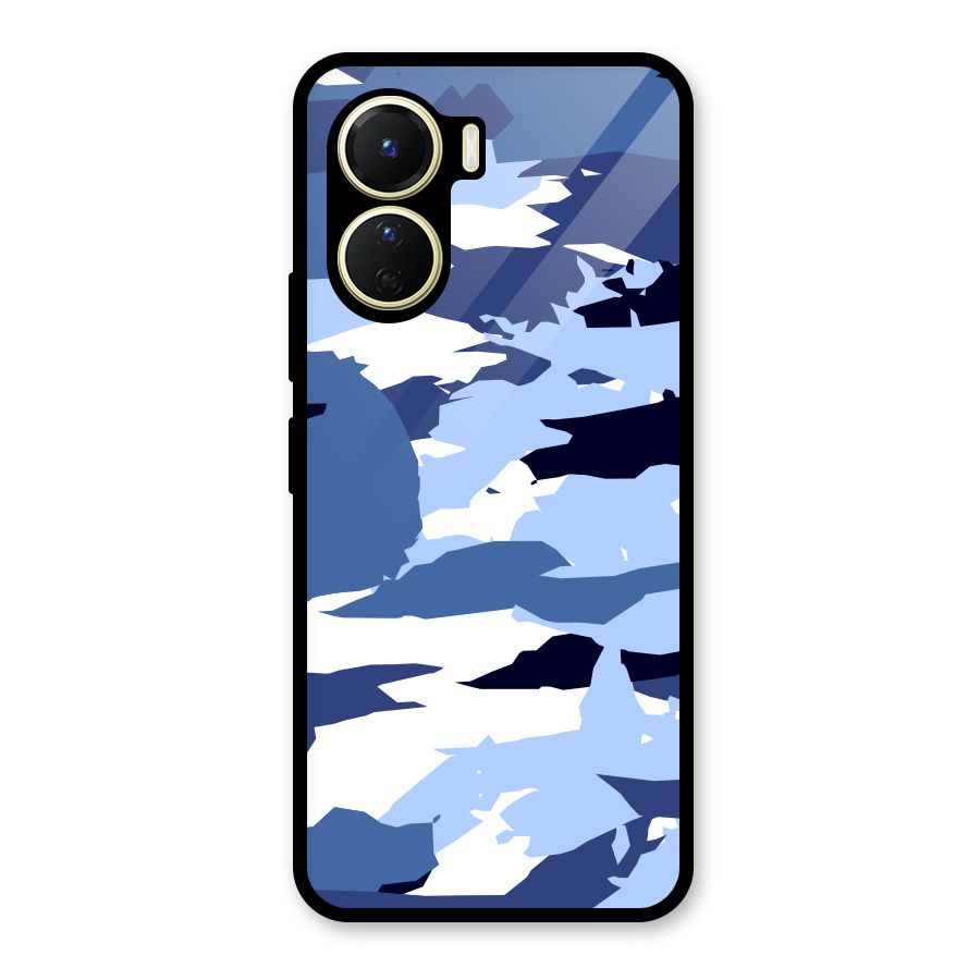 Blue White Canvas Glass Back Case for Vivo Y56