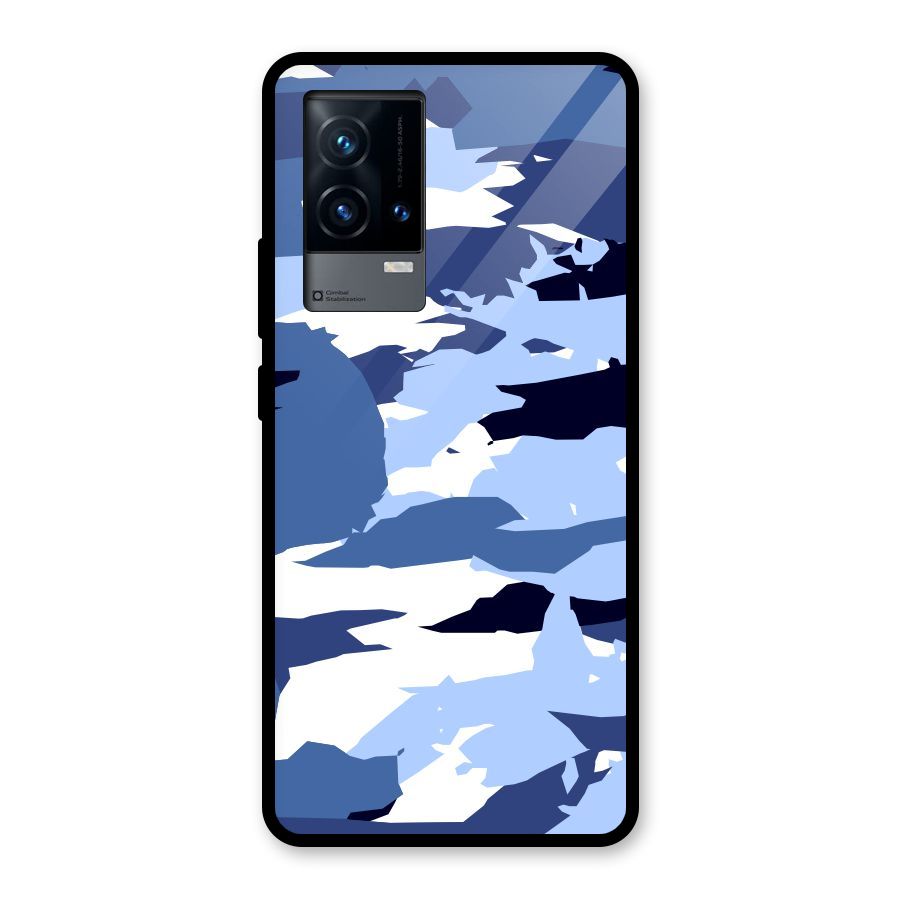 Blue White Canvas Glass Back Case for iQOO 9 5G