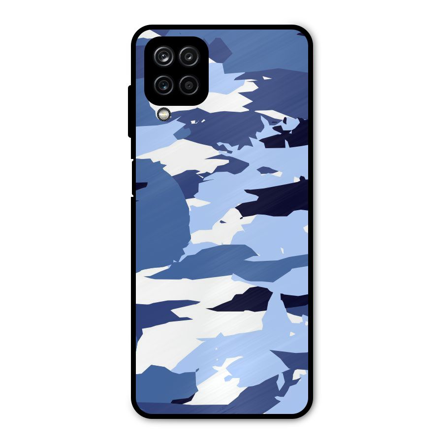 Blue White Canvas Metal Back Case for Galaxy A12