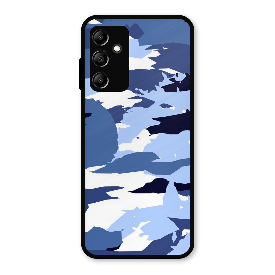 Blue White Canvas Metal Back Case for Galaxy A14 5G