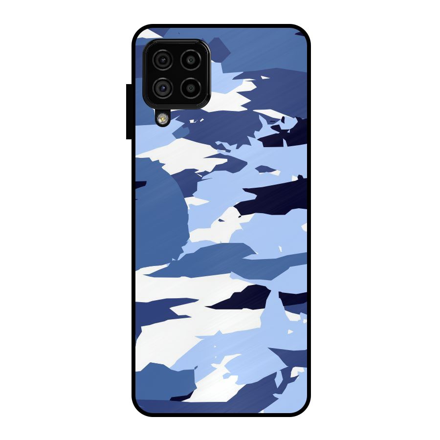Blue White Canvas Metal Back Case for Galaxy A22 4G