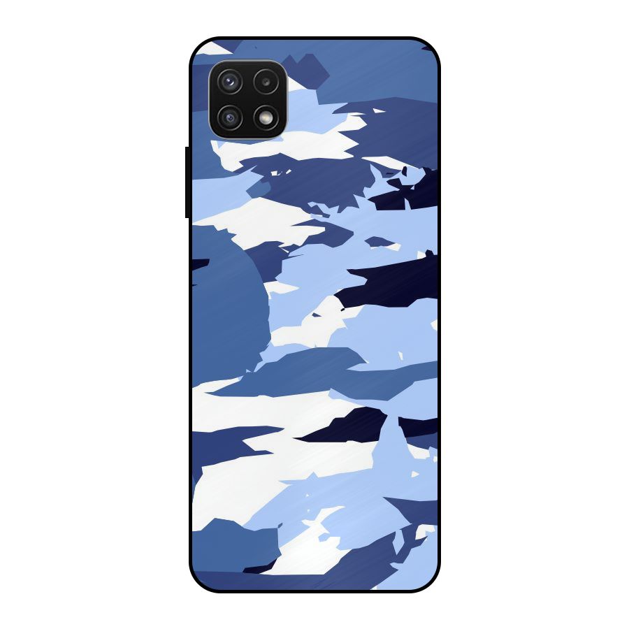 Blue White Canvas Metal Back Case for Galaxy A22 5G