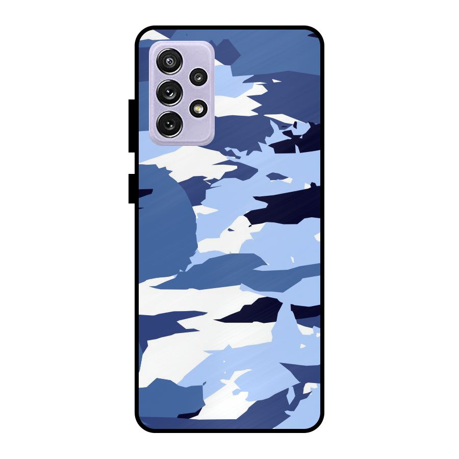Blue White Canvas Metal Back Case for Galaxy A72