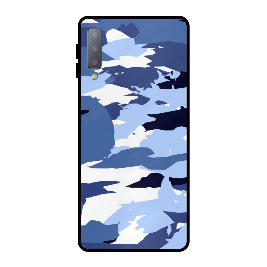 Blue White Canvas Metal Back Case for Galaxy A7 (2018)