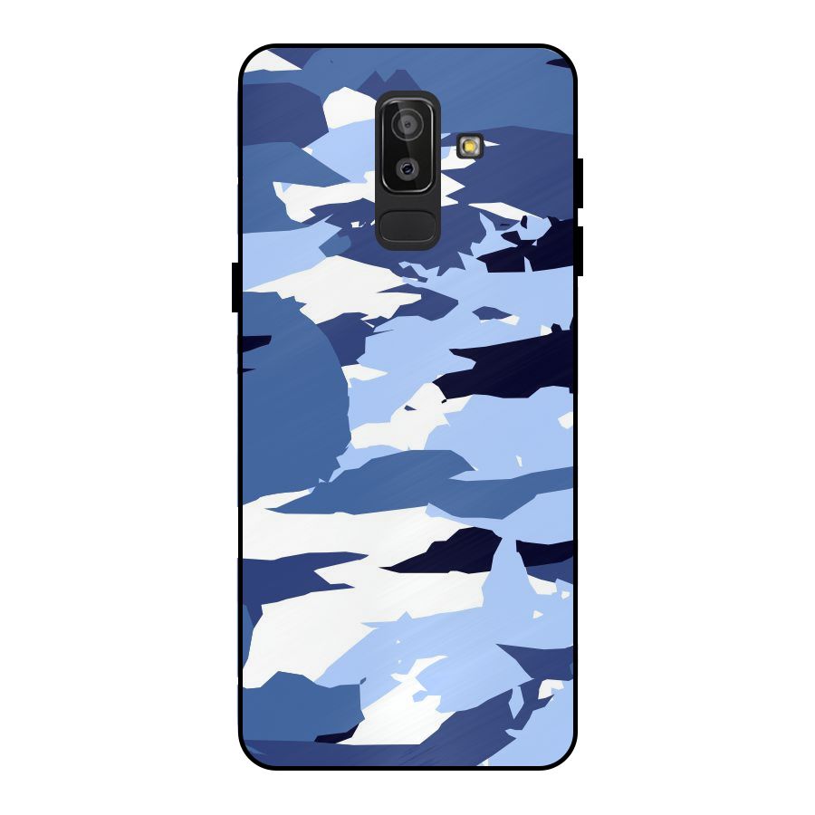 Blue White Canvas Metal Back Case for Galaxy J8