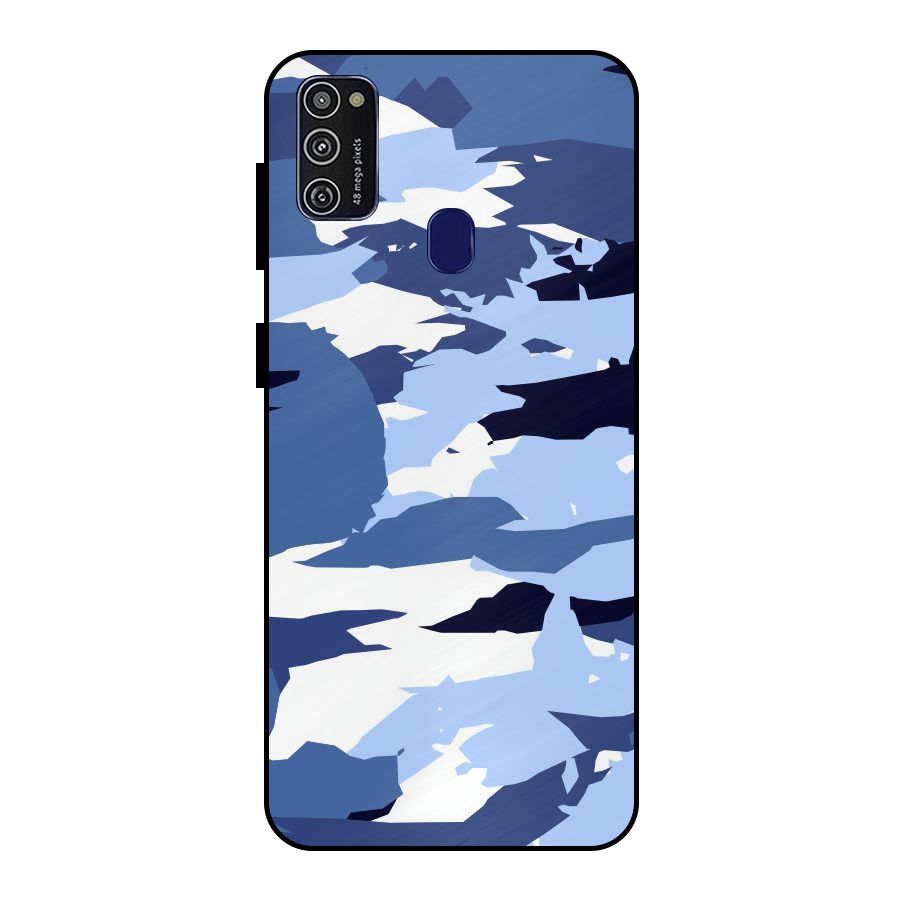 Blue White Canvas Metal Back Case for Galaxy M30s