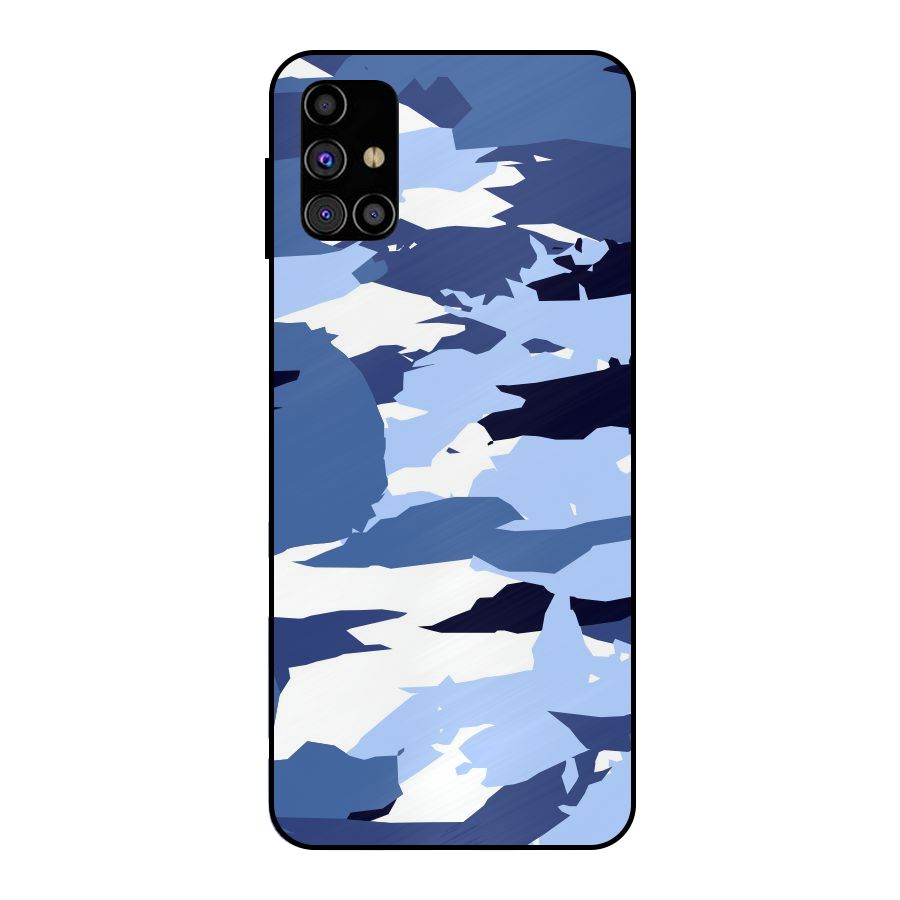 Blue White Canvas Metal Back Case for Galaxy M31s