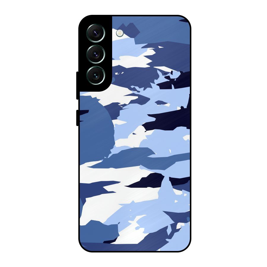 Blue White Canvas Metal Back Case for Galaxy S22 Plus 5G