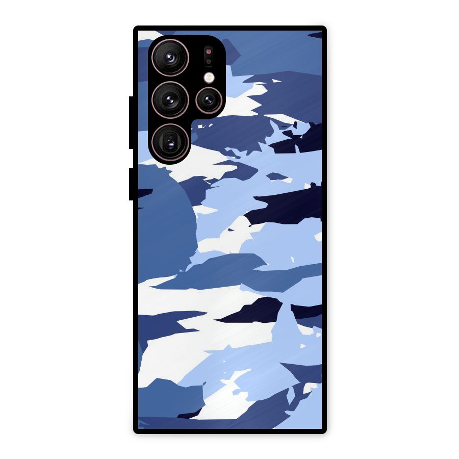 Blue White Canvas Metal Back Case for Galaxy S22 Ultra 5G