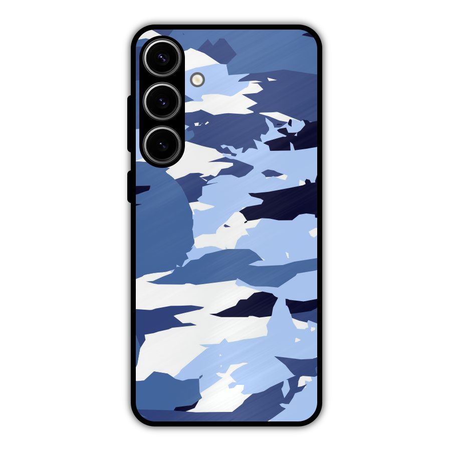 Blue White Canvas Metal Back Case for Galaxy S24 Plus