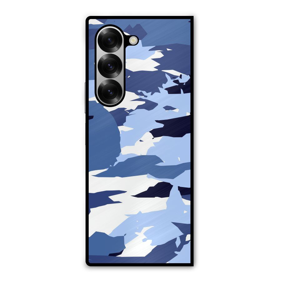 Blue White Canvas Metal Back Case for Galaxy Z Fold6