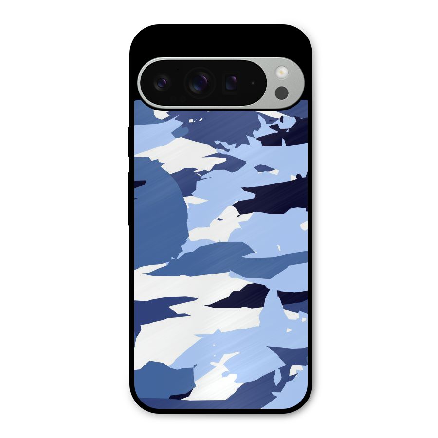 Blue White Canvas Metal Back Case for Google Pixel 9 Pro XL