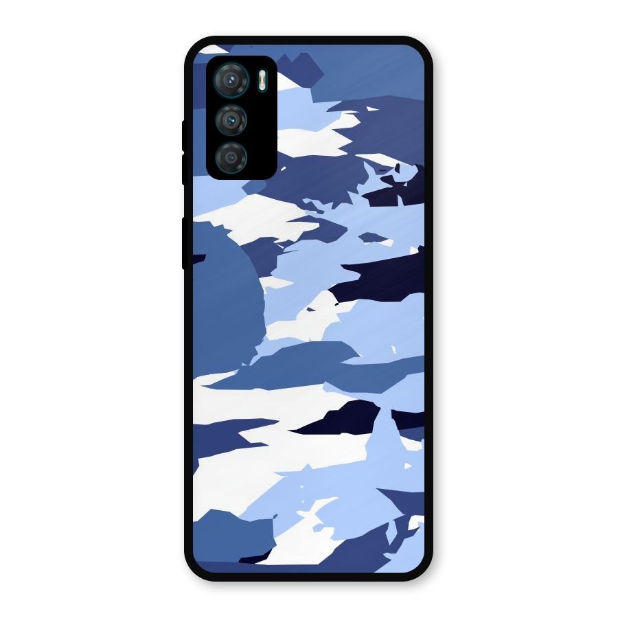 Blue White Canvas Metal Back Case for Moto G42