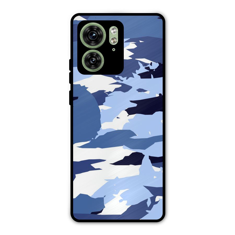 Blue White Canvas Metal Back Case for Motorola Edge 40 5G