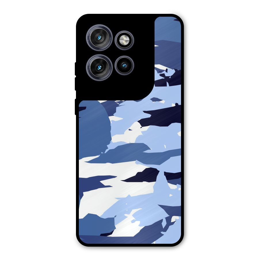 Blue White Canvas Metal Back Case for Motorola Edge 50 Neo