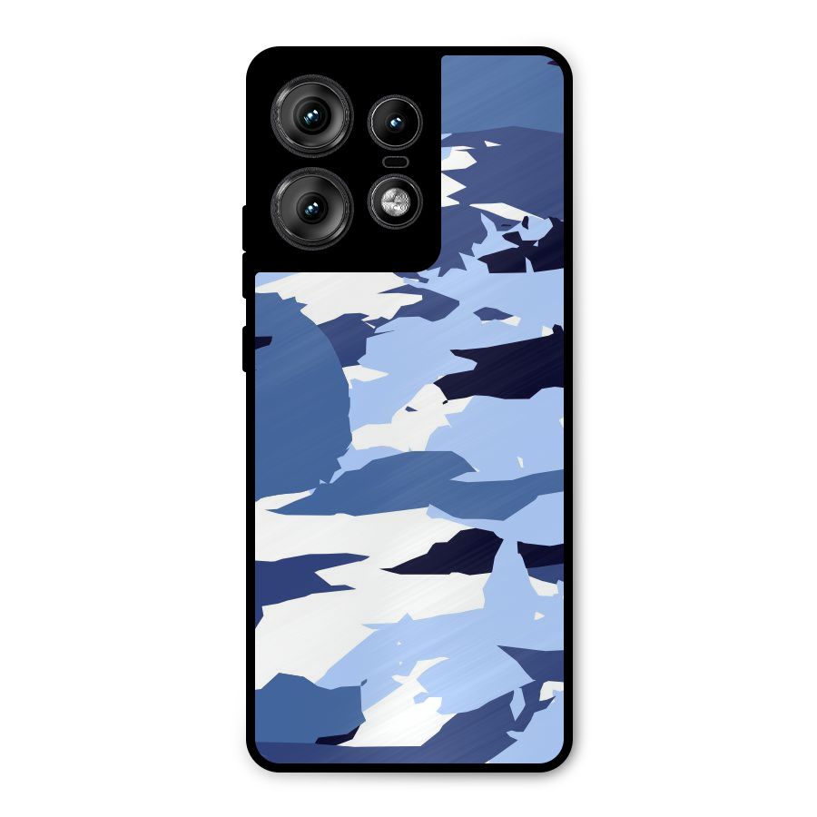 Blue White Canvas Metal Back Case for Motorola Edge 50 Pro