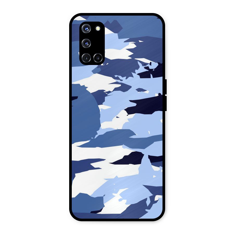 Blue White Canvas Metal Back Case for Oppo A52