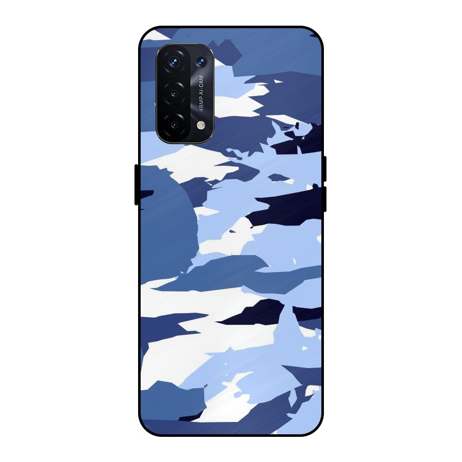Blue White Canvas Metal Back Case for Oppo A74 5G