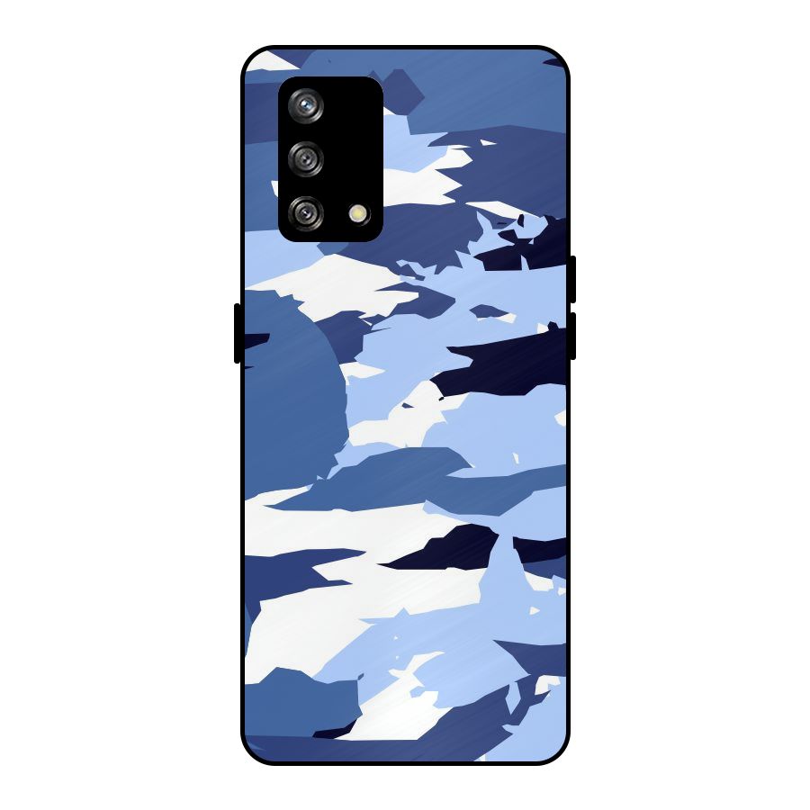 Blue White Canvas Metal Back Case for Oppo F19