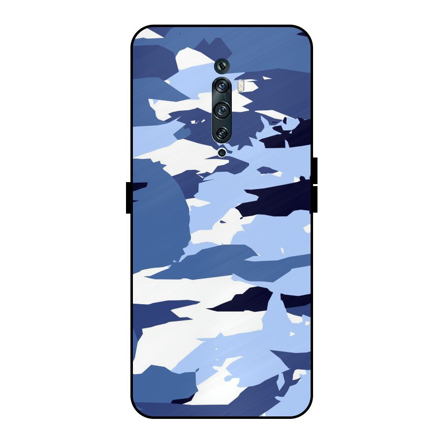 Blue White Canvas Metal Back Case for Oppo Reno2 F